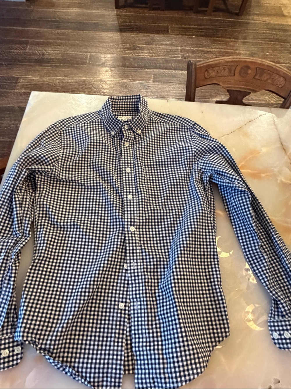 Merona Navy and White Gingham Button-Down Shirt